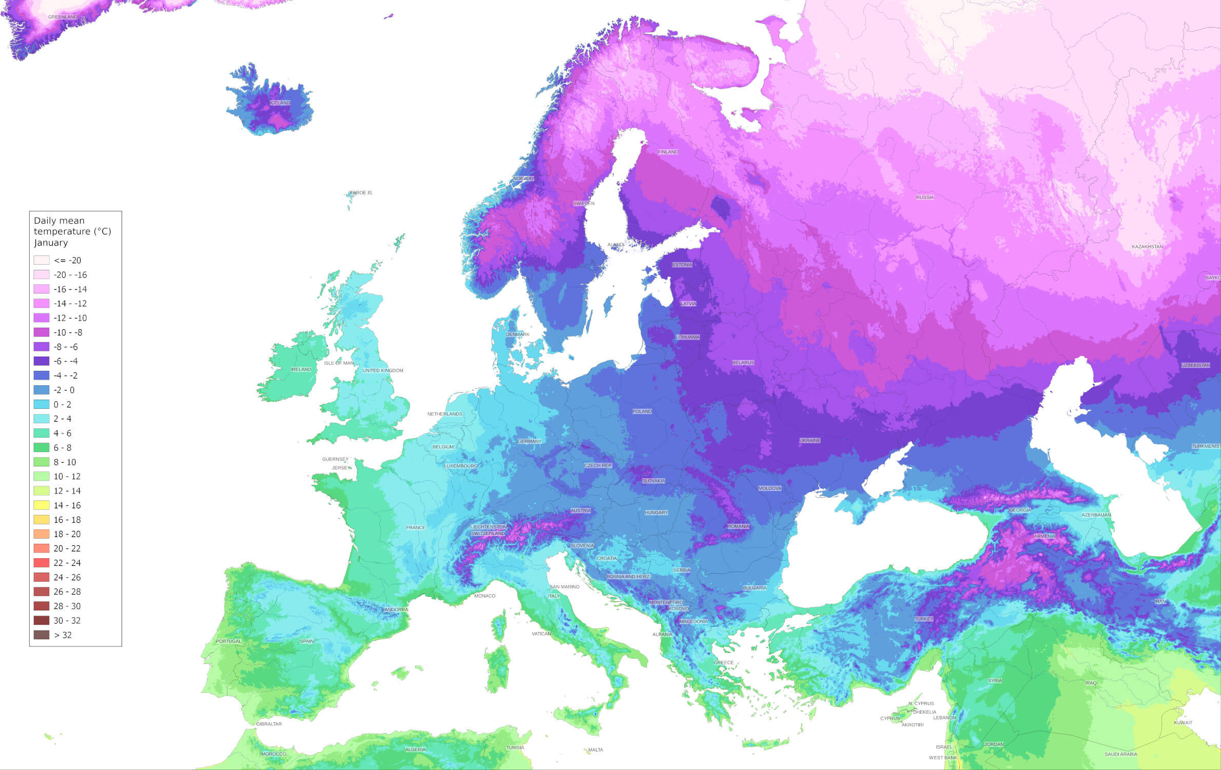 Tägliche Europäische Durchschnitsstemperatur