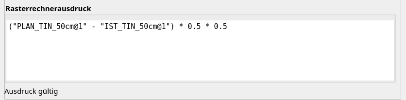 QGIS Ausdruck zur Berechnung der Volumendifferenz
