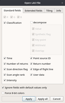Open LAS File Fenster